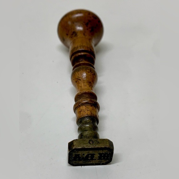 19th Century Antique Wooden Handle Metal Wax Seal Manual Press - Picture 16 of 16
